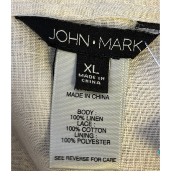 John Mark Lace & Linen Tan Blouse XL - Picture 5 of 5